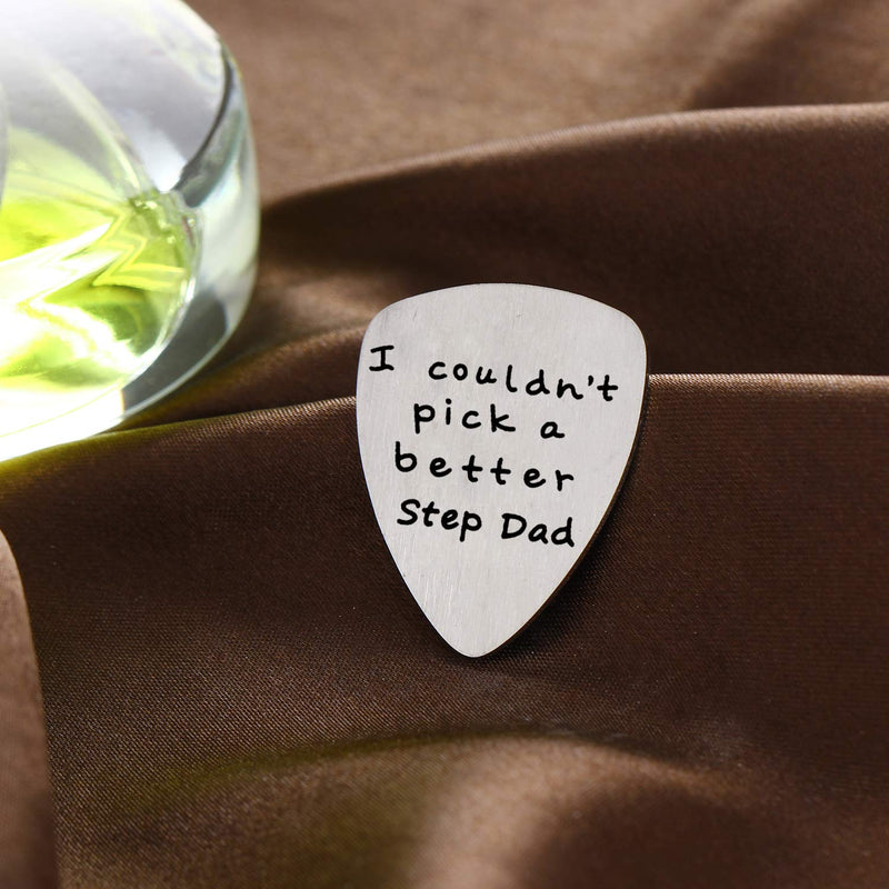 I Couldn’t Pick A Better Step Dad Stainless Steel Guitar Picks Gift for Stepdad Papa Stepfather