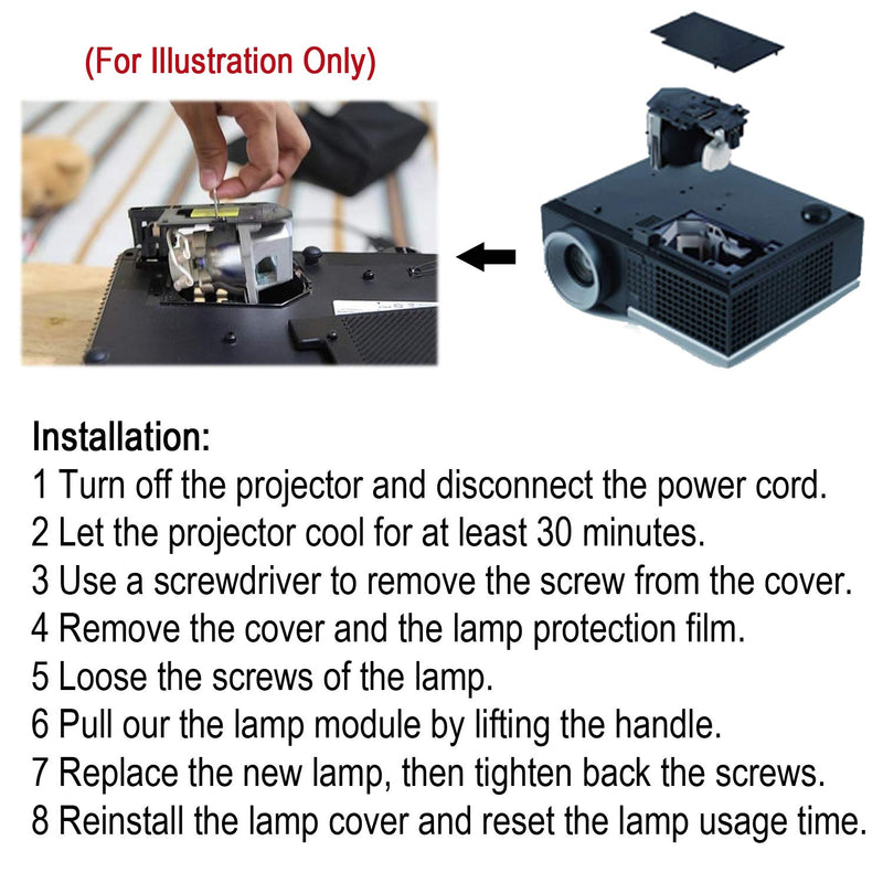 LOUTOC Replacement Projector Bare Lamp for Osram P-VIP 180/0.8 E20.8, for ViewSonic PJD5123 PJD5132 PJD5133 PJD5134 PJD5234 PJD5234L PJD5523w PJD5533W