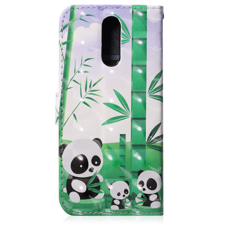 LG Q7 Case,LG Q7 Cover,3D PU Leather Wallet Case with Kickstand Card Slots Holder Rubber Flip Cover with Viewing Stand Magnetic Closure Bookstyle Case Cover for LG Q7,Pandas Pandas