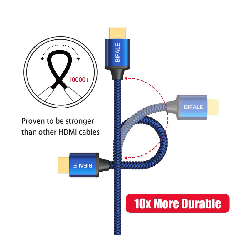 BIFALE 8K HDMI Cable 6ft 2Pack, Nylon Braided 2.1 HDMI Cable Support Dolby Atmos, 8K@60Hz, 4K@120Hz, Dynamic HDR, eARC, 48Gpbs, Compatible with Apple TV, PS5, RTX3080 / 3090, RX 6800/6900 and More 6Feet-2Pack