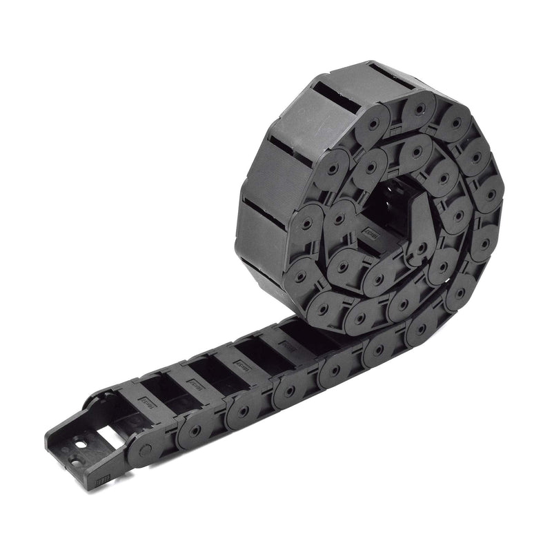 Plastic Drag Chain Cable Carrier Closed Type with End Connectors R38 18 x 37mm L1000mm for Electrical CNC Router Machines
