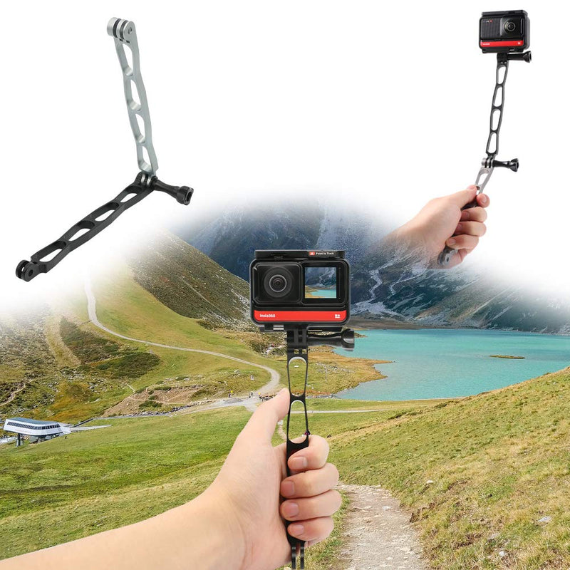 SUREWO Aluminum Alloy Extension Arm Metal Pole Mount Extension Stick Mount Compatible with GoPro Hero 10/9/8/7/6/5 Black,APEMAN/AKASO/TENKER/DJI Osmo Action and More (Black)
