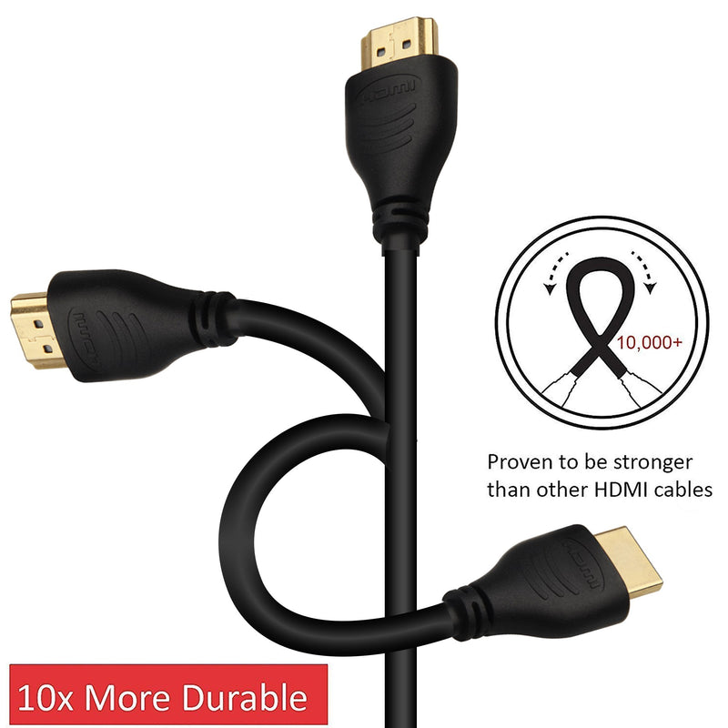 J-Tech Digital HDMI 2.0 Cable 3ft Supporting 4K@60Hz 4:4:4 Ultra High Speed 18Gbps, HDR10, ARC – 100% Triple Shielded - 24k Gold Plated Connectors (2-Pack)
