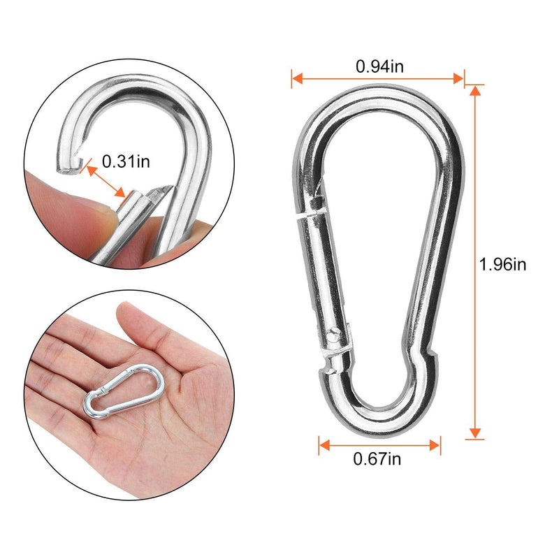 100 Pack Spring Snap Hook, Carabiner Clip Galvanized Steel, Silver Quick Link Clip Keychain for Camping, Hiking, Outdoor and Gym, Small M5 Carabiners for Dog Leash & Harness