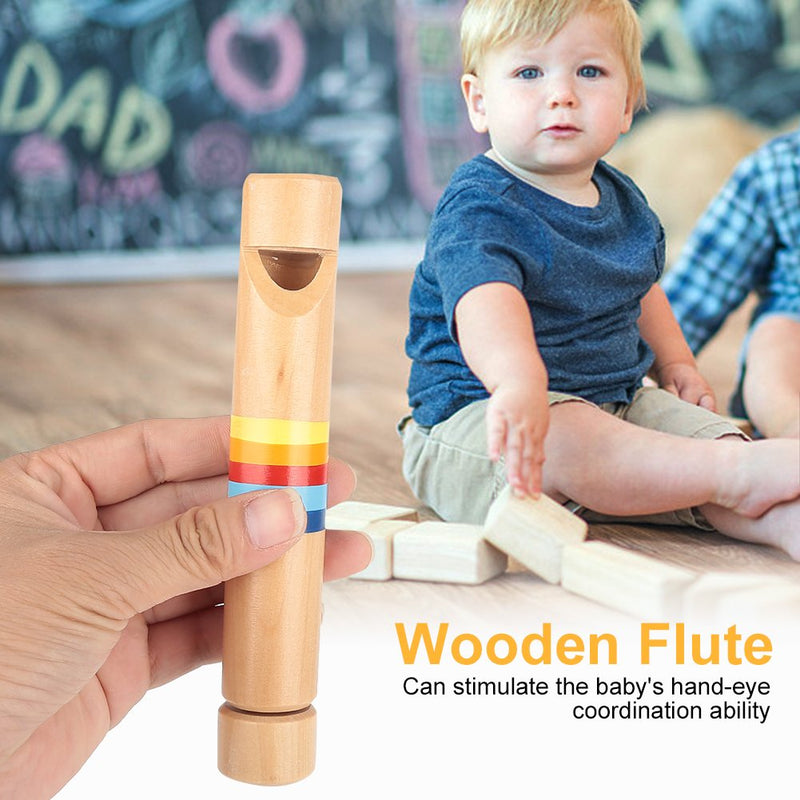 SolUptanisu Wood Piccolo Wooden Fipple Flute Traditional Instrument Great Toy Gift for Kids Beginners Children