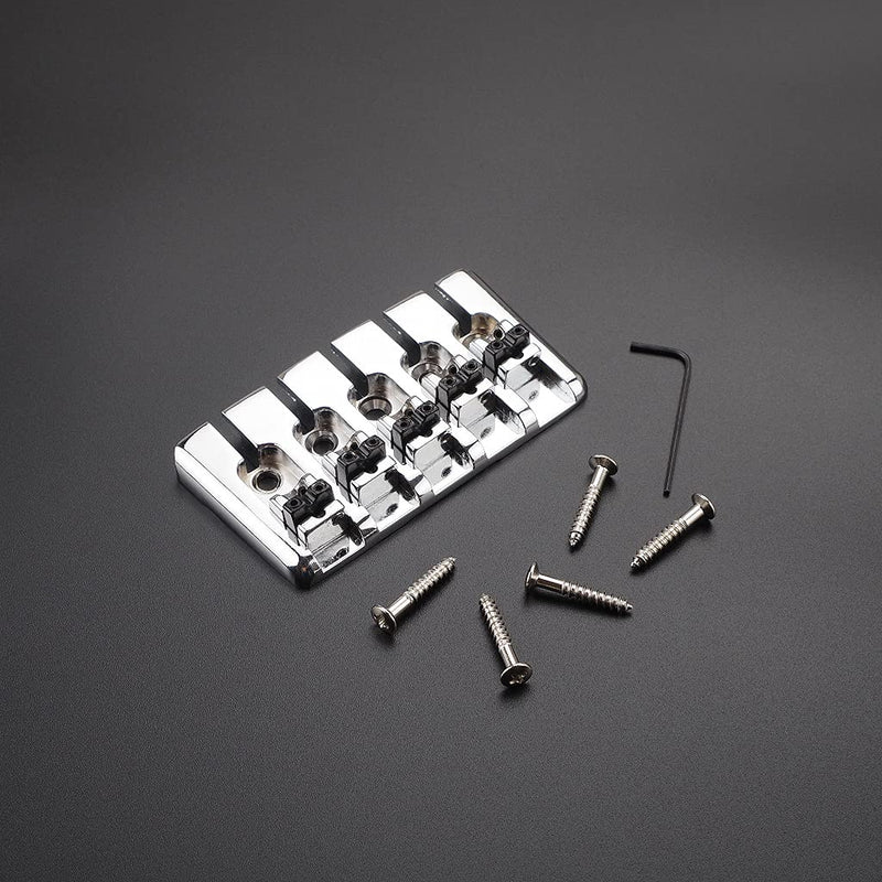 Alnicov 5 String Fixed Bridge for Electric Bass Guitar Parts Accessories Chrome