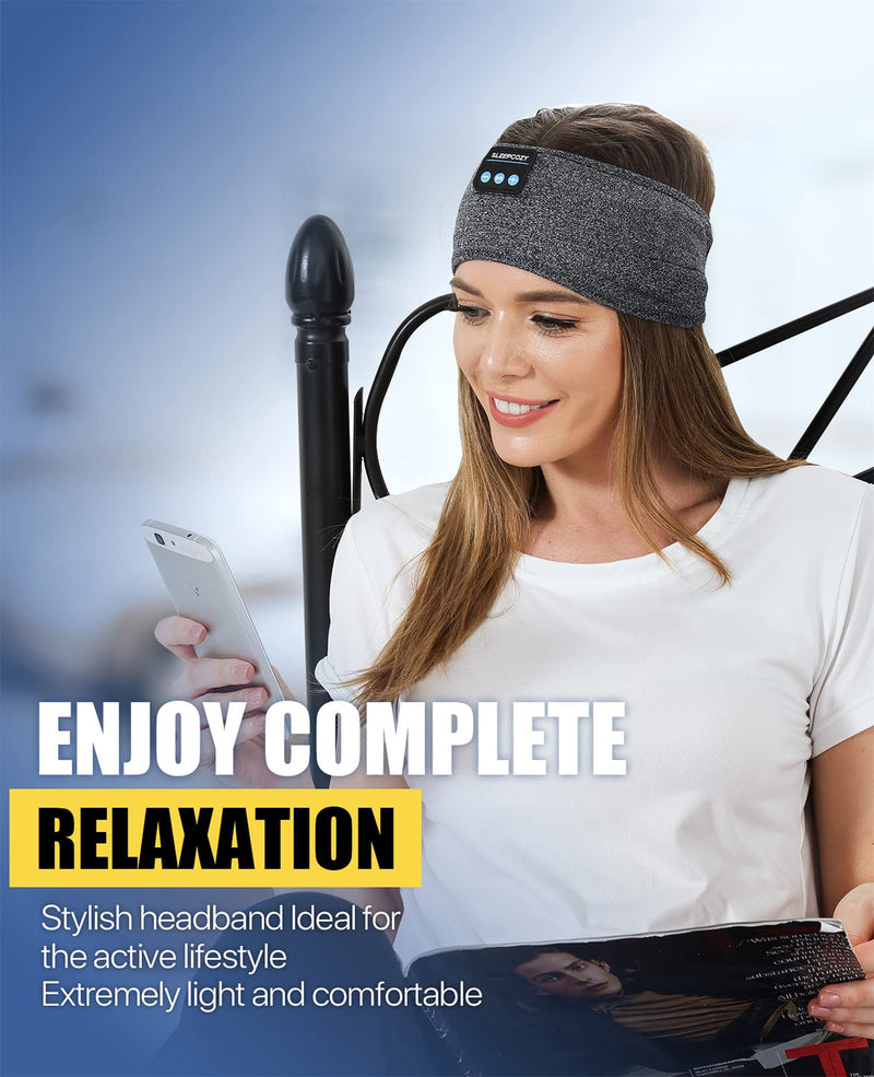 ASMRBAND Headband Headphones, Sleep Headphones Adjustable, Sleeping Headphones Comfortable Headband with Thin Speaker Microphone Handsfree Best Gift Ideas For Women Men Dark Gray 1 Count (Pack of 1)