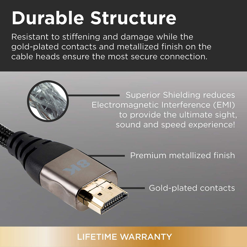 UltraPro 8K HDMI Cable, 6 ft. HDMI 2.1, 8K @ 60Hz, 4K @ 120Hz, High-Speed 48Gbps, for PS5, Xbox Series X and 8K TV and Monitors, HDCP 2.2, eARC HDR VRR Low Latency, 57347 8K | HDMI 2.1 6 ft.