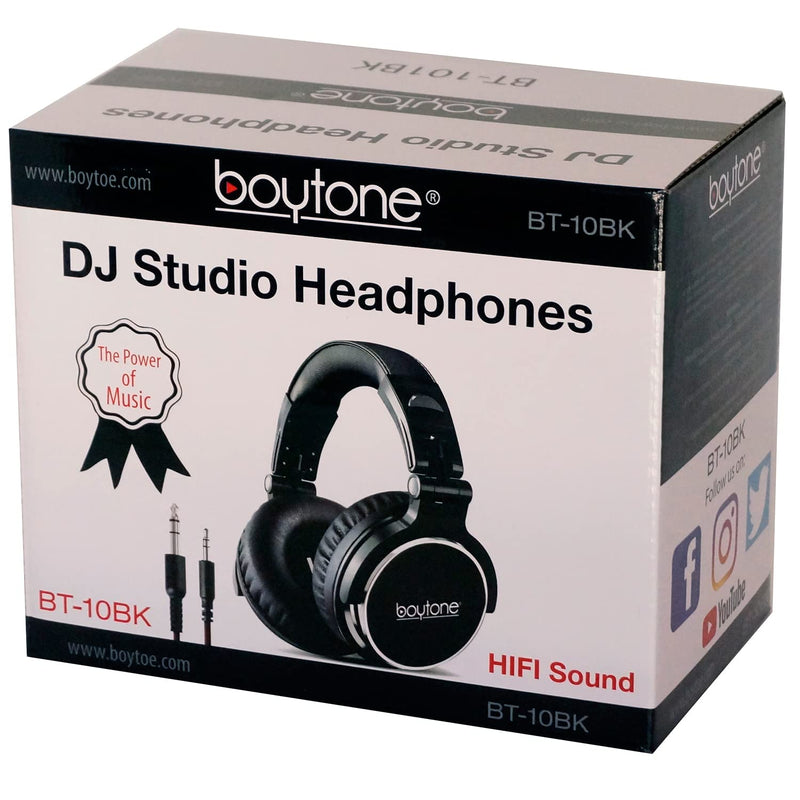[AUSTRALIA] - Boytone BT-10BK Wired Over Ear Headphones Studio Monitor & Mixing DJ Stereo Headsets with 50mm Drivers and 1/4 to 3.5mm Audio Jack for Audio Mixer Computer, Phone, Guitar, Laptop, Amplifire 