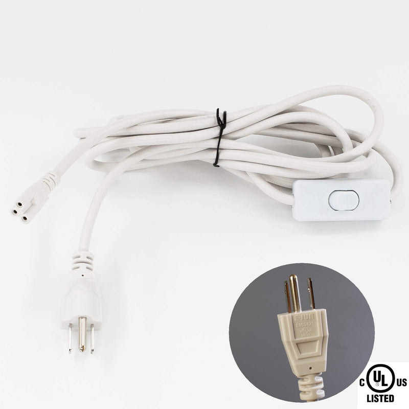 10ft Integrated LED Tube Power Wire Cable with On/Off Switch 3 Prong UL Listed Plug
