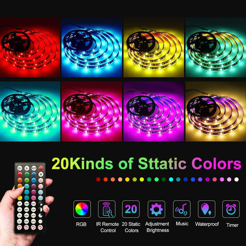 [AUSTRALIA] - LED Strip Lights, OwnZone RGB LED Lights Strip Kit 32.8ft/10M 300LEDs SMD 5050 LED Waterproof Flexible Music Sync Color Changing Rope Light with 44 Keys Remote for Bedroom Ceiling Bar Counter Cabinet 
