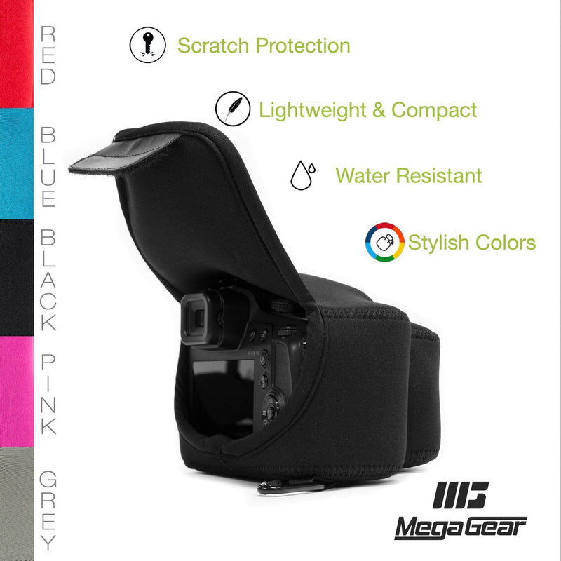 MegaGear Panasonic Lumix DC-FZ80, FZ82, DC-FZ70, FZ72 Ultra Light Neoprene Camera Case, with Carabiner - Black - MG1165