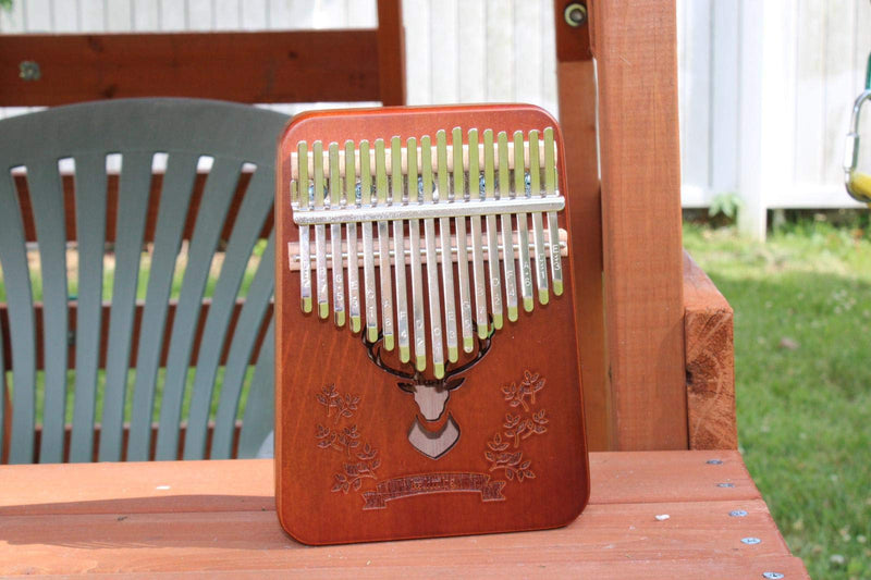 Kalimba Thumb Piano 17 Keys Portable Mbira Mahogany Piano Wood Body -Gifts for Kids and Adults withTuning Hammer and Study Instruction (Solid Mahogany Wood) Solid Mahogany Wood