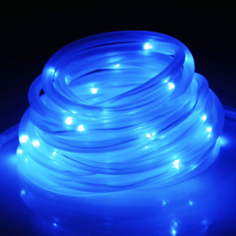 BXROIU Solar Rope Lights 100 LEDs String Lights Starry Fairy Lights, 2 Modes 33 ft/10 Meter Waterproof Outdoor Lights for Patio, Garden, Party (Blue) Blue