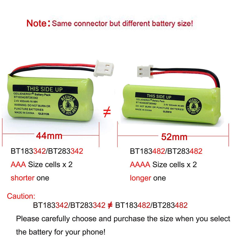 Geilienergy BT183342 BT283342 BT166342 BT266342 BT162342 BT262342 Battery Compatible with CS6114 CS6419 CS6719 AT&T EL52300 CL80112 CS6719-2 Cordless Handsets (Pack of 4) 4 PACK BT183342