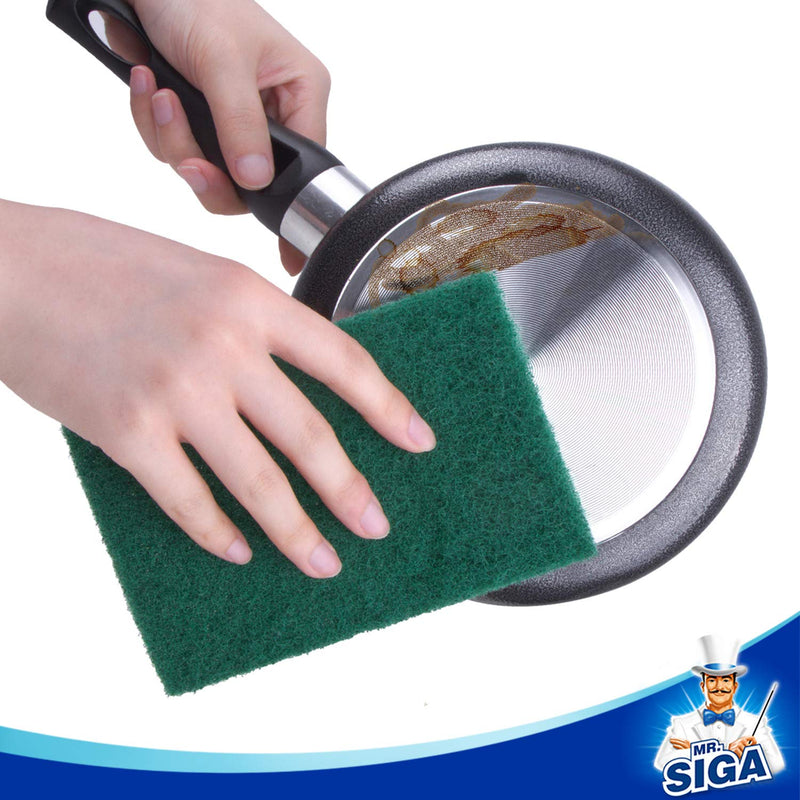 MR.SIGA Heavy Duty Scouring Pads, Household Scrubber for Kitchen, Sink, Dish, 24-Pack, 3.9 x 5.9 inch (10 x 15 cm), Green 24 Scouring Pads