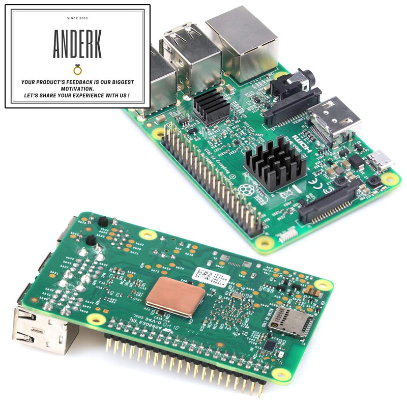 ANDERK 60 Pieces Raspberry Pi Heatsink Kit Aluminum Copper Pad Shims + 3M Thermal Conductive Adhesive Tape for Cooling Cooler Pi 3 B+ Pi 3 B Pi 2 Pi Model B+