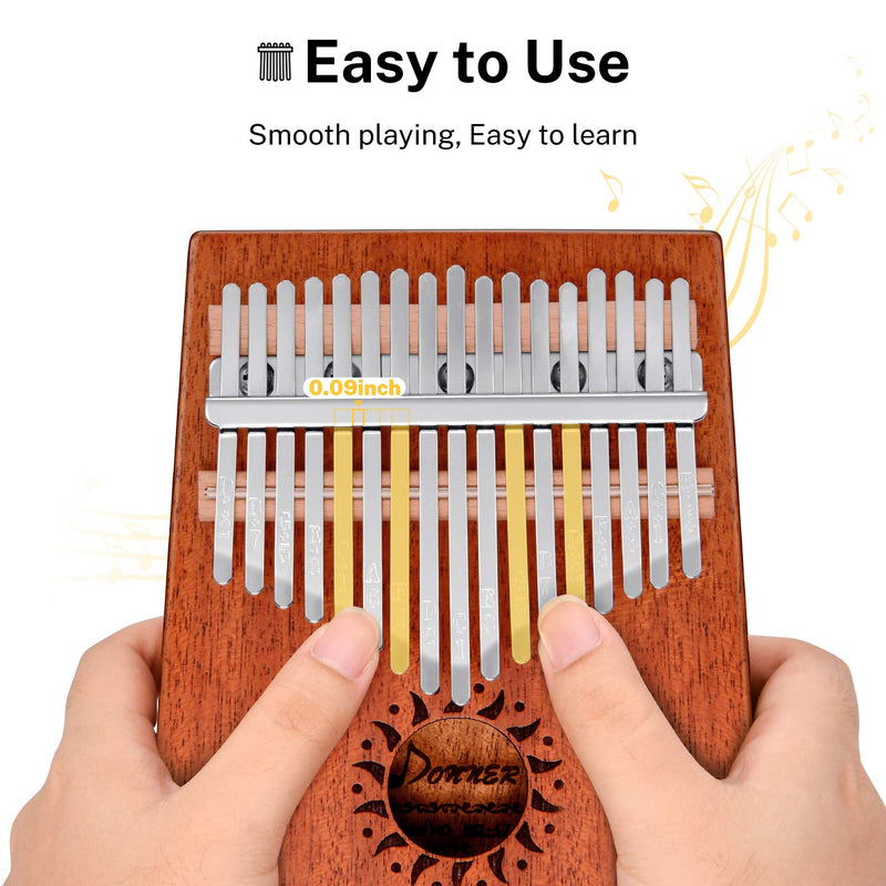 Donner Kalimba Thumb Piano 17 Keys, Thumb Piano Musical Instrument, Portable Finger Piano Mbira Sanza with Tuning Hammer, Study Instruction and Hard Case, Gift for Beginners Adult Professional DKL-17