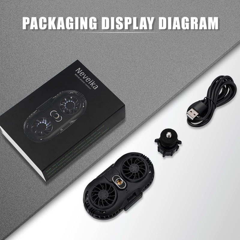 Neveika Phone Cooler, Cellphone Radiator with Dual Semi-Conductor Cooling Chip, Mobile Phones with a Width of 6 to 8 cm for Tiktok Live Streaming, Outdoor Vlog, Mobile Gaming. black