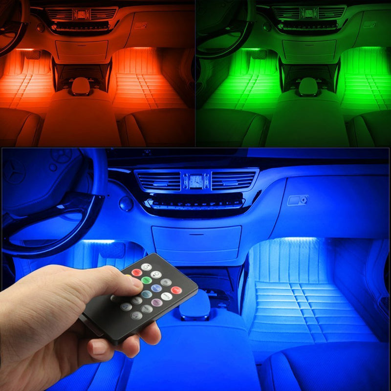 Adecorty Car LED Strip Light, 4pcs 72 LED Multicolor Music Car Interior Atmosphere Lights, USB LED Strip for Car TV Home with Sound Active Function, Wireless Remote Control and Smart USB Port 12.79 inch