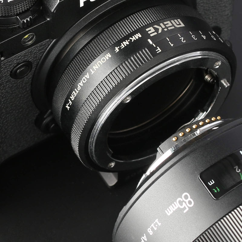 Meike F to Fujifilm X Adapter for Nikon F Mount Lens to Fujifilm X Mount Cameras with Full Metal Body Design for Fujifilm X-T1 X-T2 X-T3 X-T4 X-T10 X-T20 X-T30 X-T100 X-Pro3 X-M1 X-H1 X-A1 X-A2X-A5