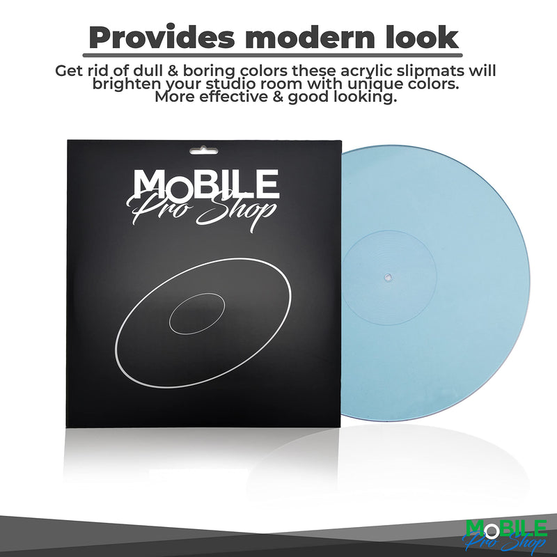Mobile Pro Shop Acrylic Turntable Mat - Acrylic Slipmat for Vinyl LP Record Players - Improves Sound Quality & Provides Tighter Bass - Anti Static Platter mat (Blue_lit) Blue_lit