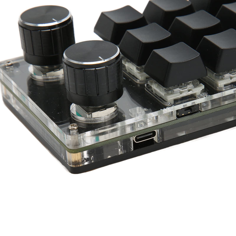 Macro Mechanical Numeric Keypad, 12 Keys Programmable Keypad with 2 Knobs, OSU One Handed Macro Keypad, for Gaming Office Media (Black) Black