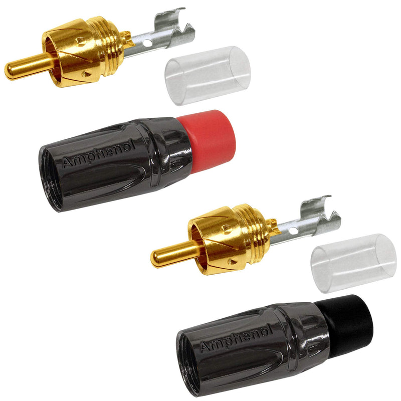 0.5 Foot RCA Cable Pair - Gotham GAC-4/1 (Black) Star-Quad Audio Interconnect Cable with Amphenol ACPL Black Chrome Body, Gold Plated RCA Connectors - Directional