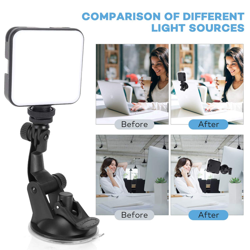 Video Conference Lighting Kit for Remote Working, Lighting for Video Conferencing, Zoom Calls, Broadcast, Live Streaming，Adjustable Video Light with 2020 Upgrade Suction Cup (Black) Black