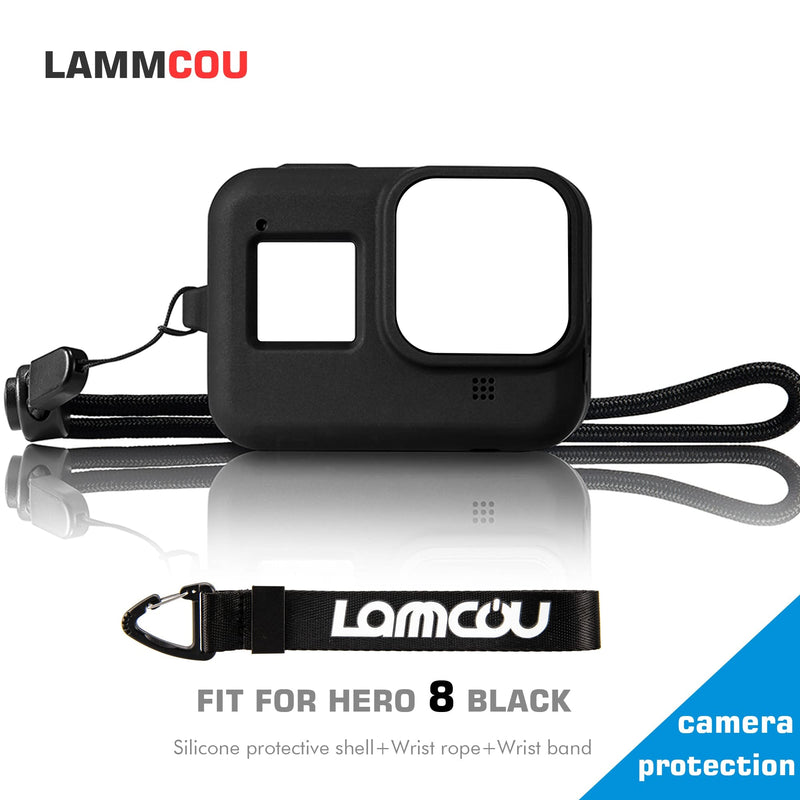 Lammcou Accessories Kit for Hero 8 Silicone Protective Case Sleeve Shell + Tempered Glass Screen Protector Film + Camera Lens Cap Compatible with GoPro Hero 8 Gadgets Bundle