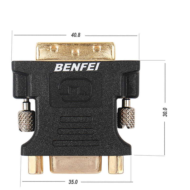 DVI-I to VGA Adapter, Benfei 2 Pack DVI 24+5 to VGA Male to Female Adapter with Gold Plated Cord
