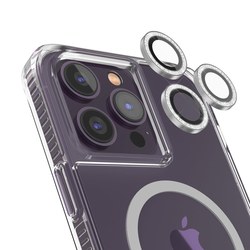 Case-Mate iPhone 14 Pro/iPhone 14 Pro Max Camera Lens Protector w/Sparkle Rings - Double Tempered Glass - Durable, Anti-Scratch - Ultra HD View with Night Shooting, Bling, Case Friendly, Easy Install