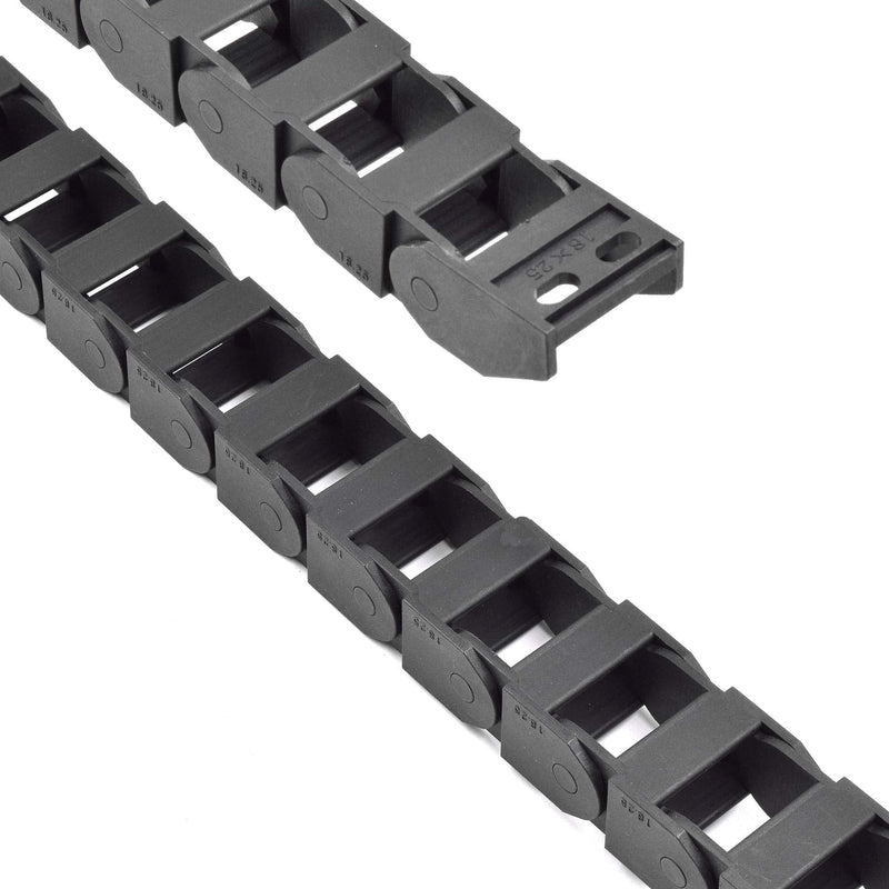 Plastic Drag Chain Cable Carrier Semi Closed with End Connectors R38 18 x 25mm L1000mm for Electrical CNC Router Machines