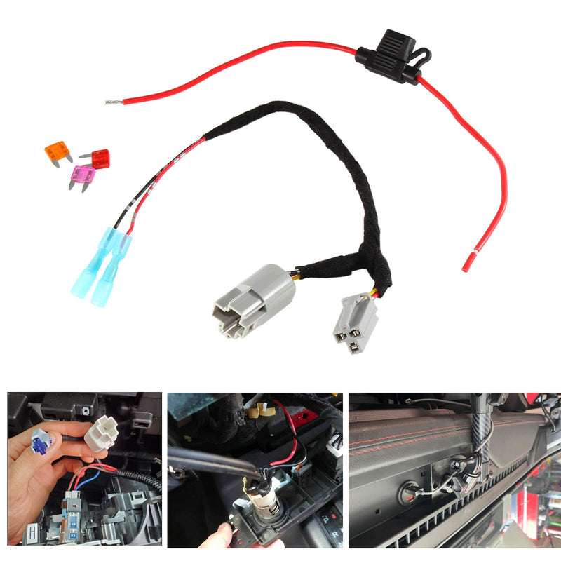 RED WOLF for 2001-2021 Jeep Wrangler JK JKU TJ Unlimited OEM Power Outlet 12 Volt Power Adapter Wire Harness Switch Socket to Add Backup Camera CB Radio Radar Detectors Portable GPS