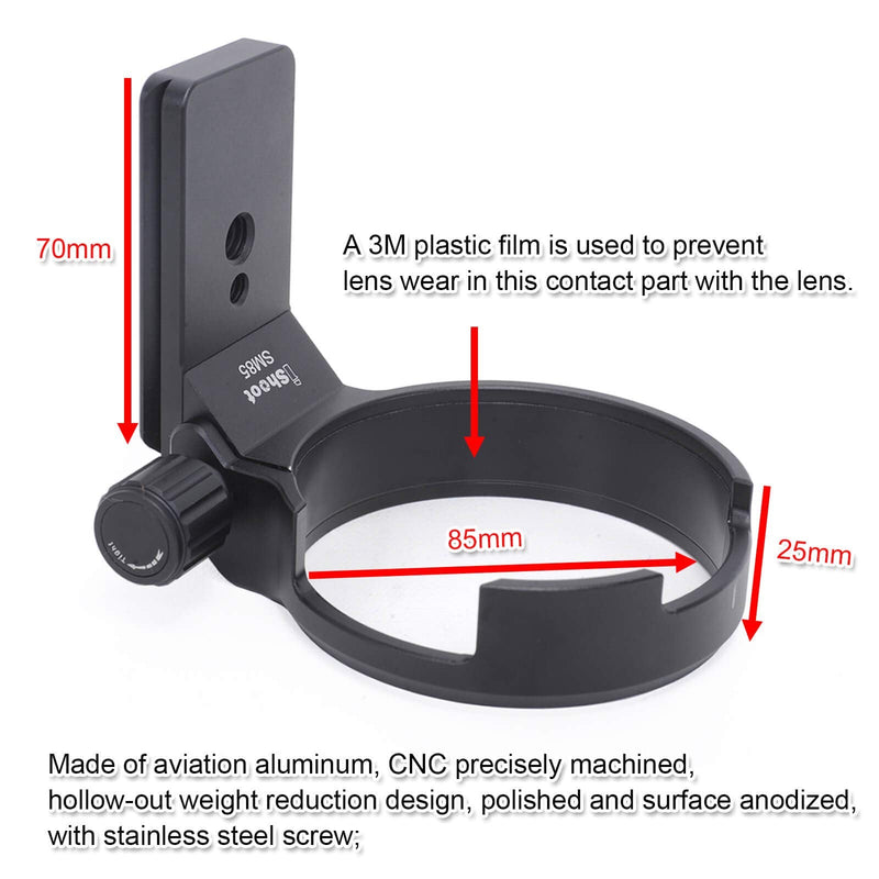 iShoot Lens Collar, Tripod Mount Ring for Sigma 85mm f/1.4 DG HSM Art Lens (Canon EF Nikon AF Sony E Mount), Metal Lens Support Bracket with ARCA-Swiss fit Quick Release Plate for Tripod Ball Head