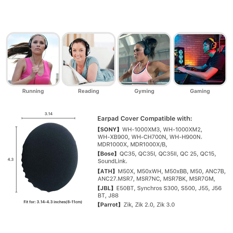 [AUSTRALIA] - Xklmb 3Pairs Stretchable Fabric Headphone Covers/Washable Sanitary Ear pad,Earcup Earpad Covers Fit Most On Ear Headphones 8-11cm(3.14" - 4.33") Earpads 