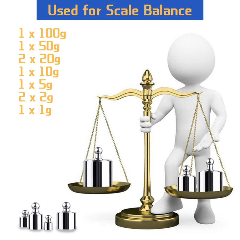 UCEC Calibration Weight Kit, 10mg - 100g Gram Weights, Precision Stainless Steel Balance Scale Calibration Weight Set with Tweezers for Digital Jewellery Scale Lab Educational Science Weights