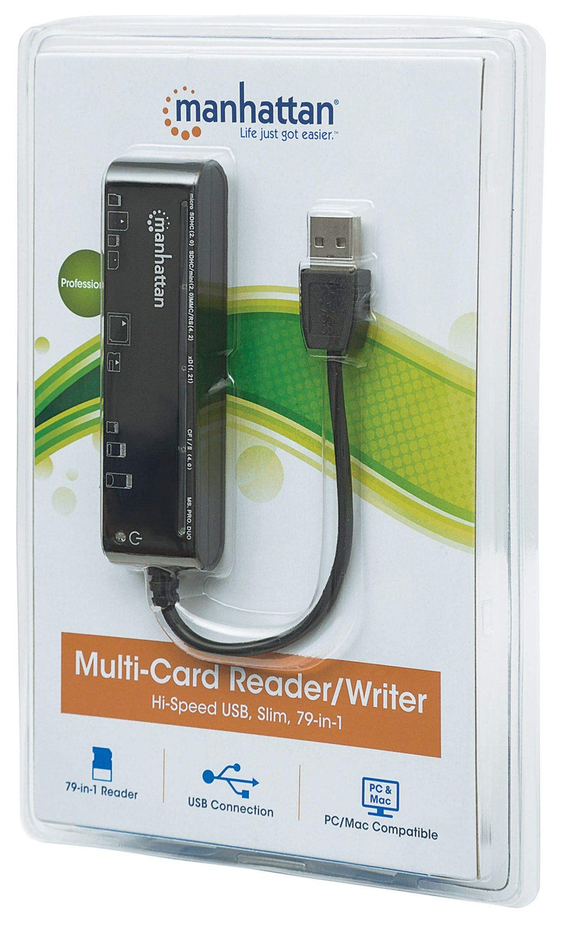 Manhattan USB 2.0 Card Reader / Writer – with 5 Flash Memory Card Slots, Supports 79 Memory Card Formats, 480 Mbps Data Transfer Speed – Compatible with Windows & Mac – 101998