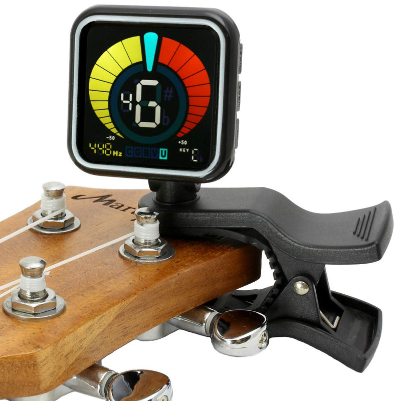 RockJam WeTune - A Clip-On Tuner for all instruments - Guitar, Bass, Ukulele, Violin & Chromatic Tuning Modes Black