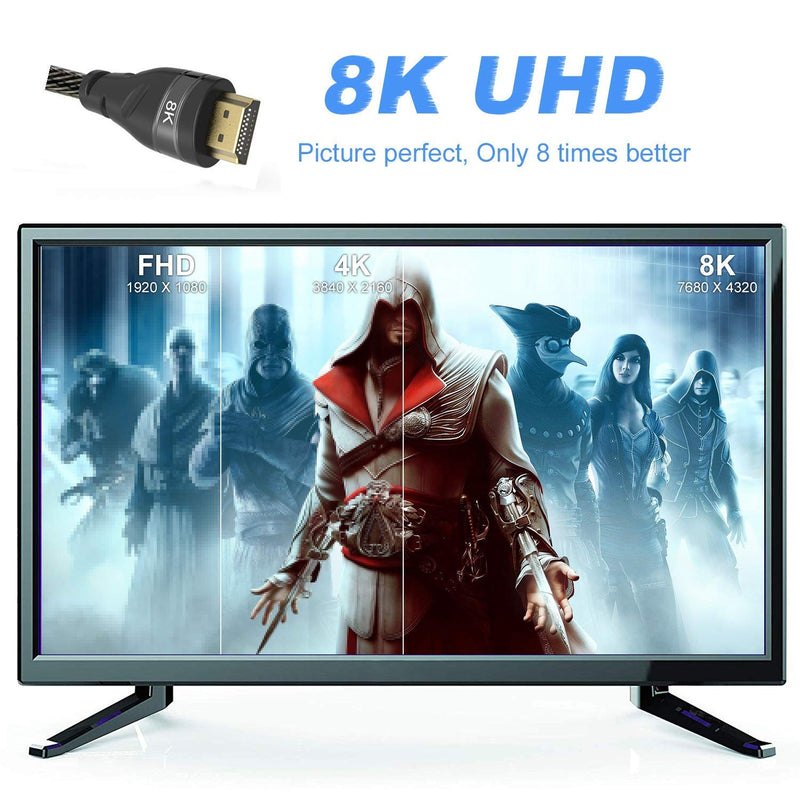 YIWENTEC 8K HDMI Copper Cord UHD HDR 8K 48Gbps,8K@60Hz 4K@120Hz Support HDCP 3D HDMI Cable for PS4 SetTop Box HDTVs Projectors (0.5M, 8K) 0.5M