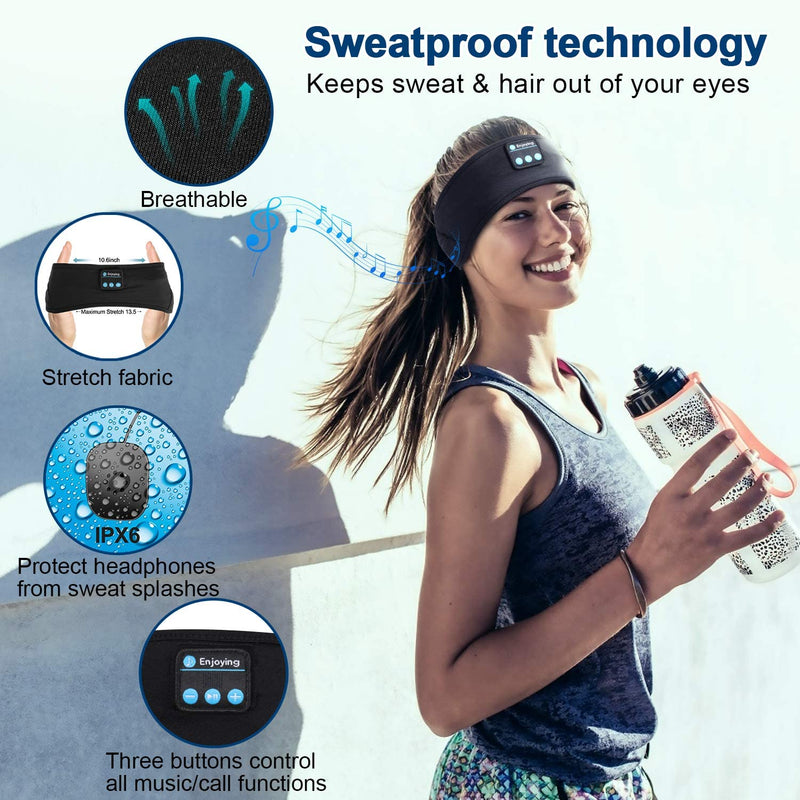 [AUSTRALIA] - MUSICOZY Sleep Headphones Bluetooth Headband Wireless Music Headband Headphones, Earbuds IPX6 Waterproof for Side Sleepers Women Men Workout Running Insomnia Travel Yoga Cool Gadgets Unique Gifts 