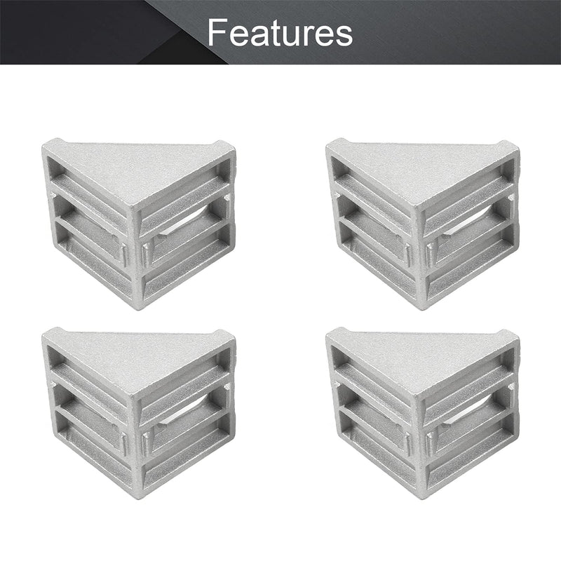MroMax 10PCS Inner Angle Bracket Gusset Aluminum Alloy Inner Joint Bracket Suitable for 4545 Series Aluminum Extrusion Profile Silver