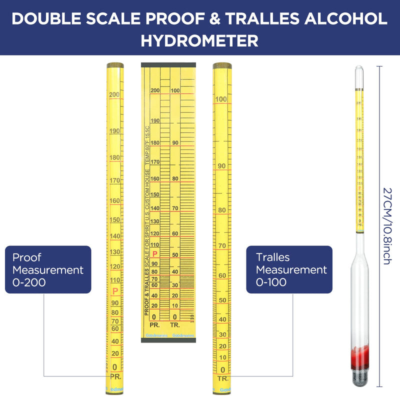 [AUSTRALIA] - Hydrometer Alcohol Meter Test Kit Hydrometer Alcohol 0-200 Proof Digital Hydrometer Alcohol with 1 Glass Cylinder, 1 Brush and 2 Airlock for Proofing Distilled, Alcohol Content Tester 