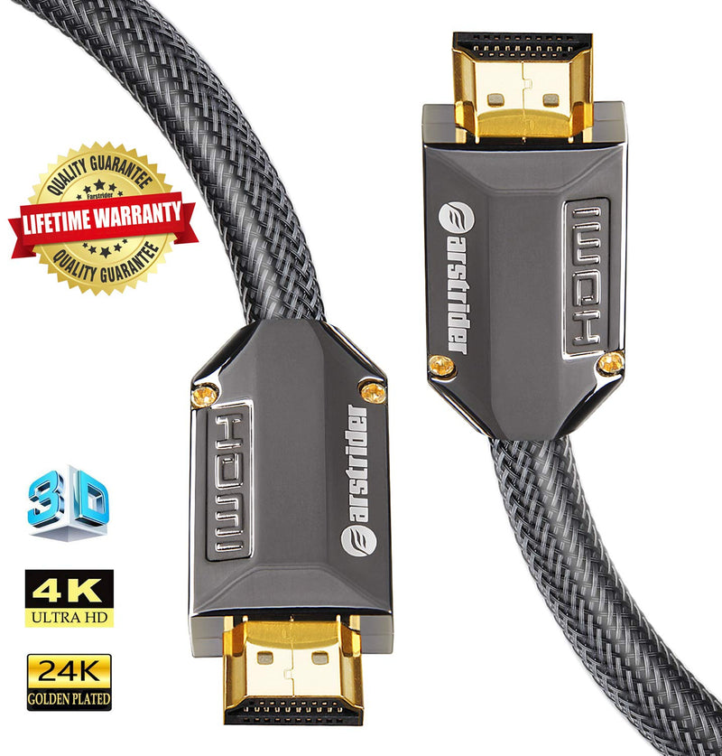 4K HDMI Cable/HDMI Cord 15ft - Ultra HD 4K Ready HDMI 2.0 (4K@60Hz 4:4:4) - High Speed 18Gbps - 28AWG Braided Cord-Ethernet /3D / ARC/CEC/HDCP 2.2 / CL3 by Farstrider 15 Feet Black