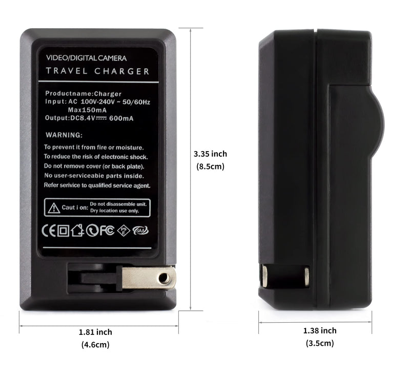 NP-FM50 Charger for Sony CCD-TRV308, CCD-TRV138, CCD-TRV328, DSLR-A350, DSLR-A100, DSLR-A200, DSR-PD170, DSR-PD150, HVR-Z5U, HVR-Z1U, MVC-CD400 and More with Foldable Plug Wall Charger