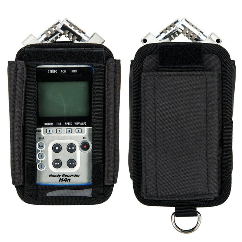 JJC H4n Protective Carrying Storage Pouch Case Bag for Zoom H4n Pro All Black & Tascam DR-40 Handy Portable Recorder replaces Zoom PCH-4n Case, with Clear Visible Front Face Cover Protector for H4n & H4n Pro