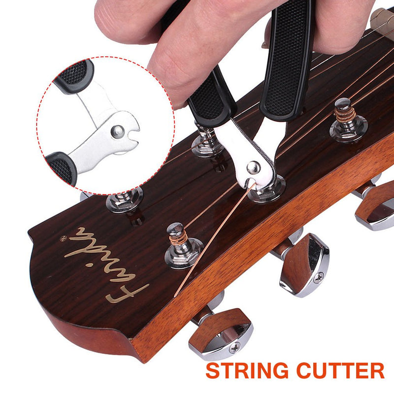 KEWAYO Professional Guitar String Winder Cutter and Bridge Pin Puller, Guitar Repair Tool Functional 3 in 1 (Black)