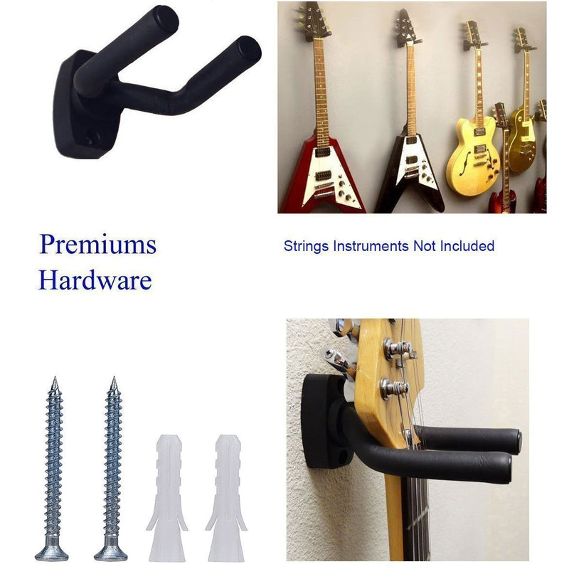 Guitar Mount Wall Hanger Stand Ukulele Wall Hook Keep Holder Mount Display 2 Pack with Guitar Picks Violin Wall Stand Mandolin Rack Bracket Bass Accessories Easy To Install(5 pack guitar picks) 2 pack 5 pick
