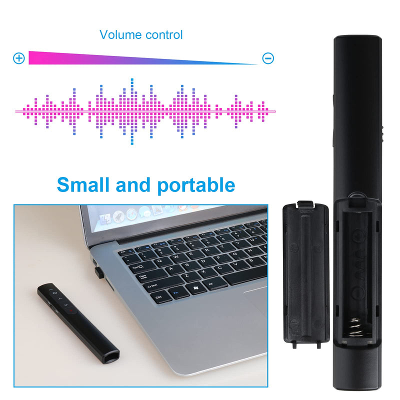 Wireless Presenter Remote, Presentation Clicker with Hyperlink & Volume Remote Control PowerPoint Office Presentation Clicker for Keynote/PPT/Mac/PC/Laptop(Battery Included) USB-Black
