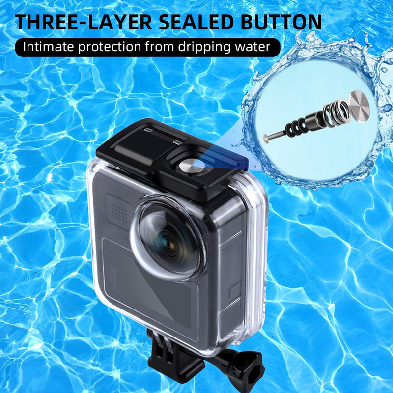 ParaPace 45M Waterproof Housing Case for Gopro Max,Action Camera Underwater Diving Protective Shell with Bracket Accessories Waterproof case for MAX